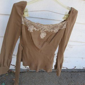 ✨ Red Valentino ✨ belted  tan long sleeve top